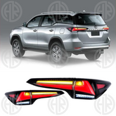 Toyota Fortuner Smoke V4 Back Lamps | Lexus-Style Sequential LED Tail Lights (2016–2023)