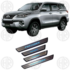 Toyota Fortuner LED Sill Plates (2016-2021) Premium Metal Skuff Panels with Ambient Glow