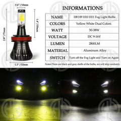 H11 Dual Color LED Bulbs | White & Golden Headlight and Fog Light Upgrade