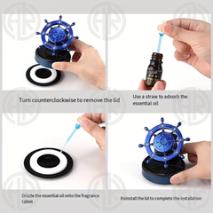 Solar Rotating Ship Wheel Air Freshener Unique Car Interior Upgrade