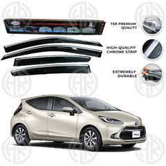 Toyota Aqua TXR Chrome Air Press Visors Stylish Wind Deflectors Set