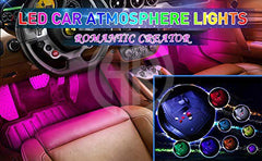 RGB Atmosphere LED Car Interior Lights with Remote & Music Sync App Control 4pcs 12V Strip Light Kit for All Cars
