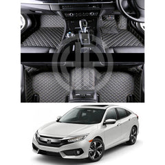 Honda Civic X Beige 7D Floor Mats (2016-21) Custom Fit Luxury Protection