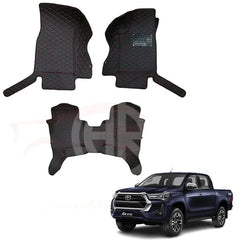 Toyota Hilux Revo 7D Mats Black Diamond Stitched All Weather Protection
