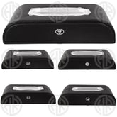 Premium Leather Car Tissue Box with Analog Clock Universal Fit for Car, Home & Office