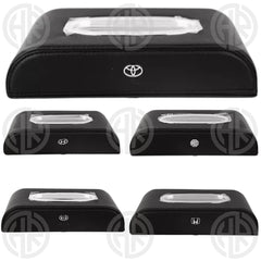 Premium Leather Car Tissue Box with Analog Clock Universal Fit for Car, Home & Office
