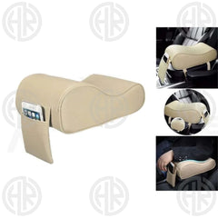 Universal Car Arm Rest Cushion Beige Premium Memory Foam Comfort Extender