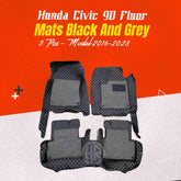 Honda Civic X Luxury 9D Floor Mats 2016-21 Stylish Black 3Pcs Car Mats