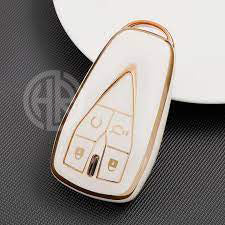 Changan Oshan X7 TPU Key Cover Stylish Grey & Gold Finish
