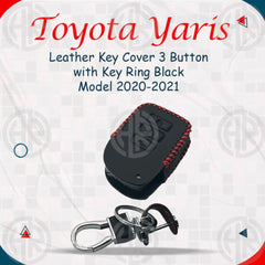 Toyota Yaris 1.5 Black Leather Key Cover & Key Chain Stylish Car Accessory