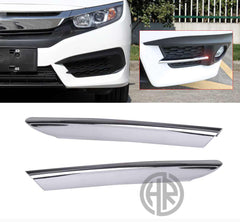 Honda Civic X Chrome Bumper Fog Light Garnish Durable Pair