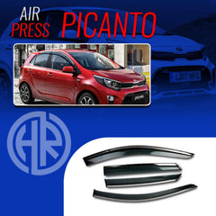 KIA Picanto 2019–2021 TXR Chrome Door Visors Sleek & Durable Air Press Set