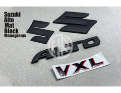 Suzuki Alto Glossy Black Emblem Set Stylish Front, Back & Steering Logos