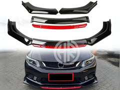 Honda Civic X Red Line Front Splitter Glossy Black Sport Upgrade