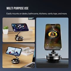 Universal Car Mobile Holder Foldable Magnetic Phone Mount with Strong Vacuum Suction Cup | 360° Adjustable Mobile Stand for Dashboard & Windshield (Compatible for both iPhone & Android