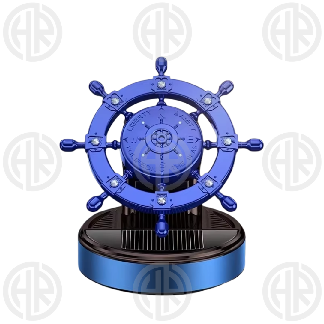 Solar Rotating Ship Wheel Air Freshener Unique Car Interior Upgrade