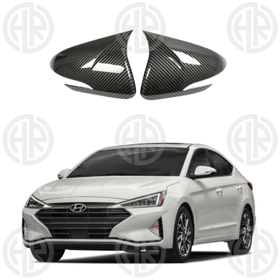 Hyundai Elantra Carbon Fiber Side Mirror Covers Batman Style Design