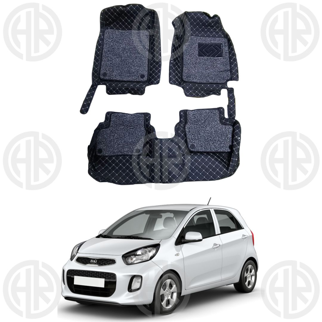 KIA Picanto 2019-24 9D Custom Floor Mats Premium Black 3 Pcs Set