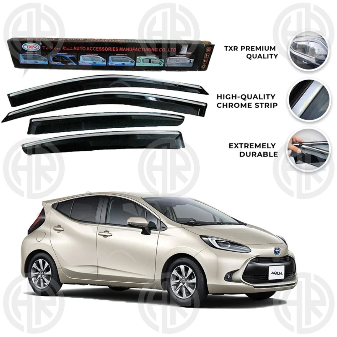 Toyota Aqua TXR Chrome Air Press Visors Stylish Wind Deflectors Set
