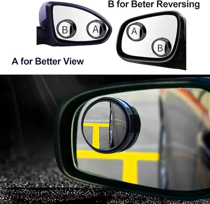 Universal Car Blind Spot Mirror 360° Rotatable Wide Angle Round Rear View Side Mirror 2 Pcs Fit for All Cars, SUVs & Jeeps
