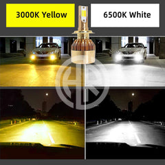 LED Dual Color H11 Bulbs for Headlights & Fog Lights – White & Golden Car Front Lights