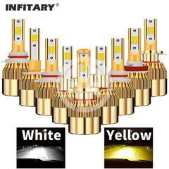 LED Dual Color H11 Bulbs for Headlights & Fog Lights – White & Golden Car Front Lights