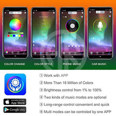 RGB Atmosphere LED Car Interior Lights with Remote & Music Sync App Control 4pcs 12V Strip Light Kit for All Cars