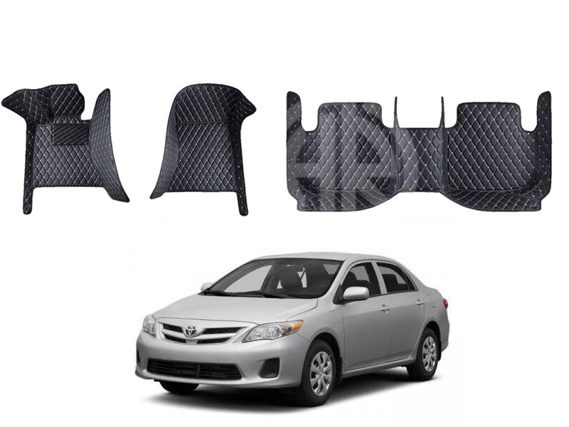 7D Floor Mat Black 3 Pcs for Toyota Corolla 2009-2014