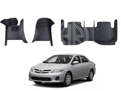 7D Floor Mat Black 3 Pcs for Toyota Corolla 2009-2014