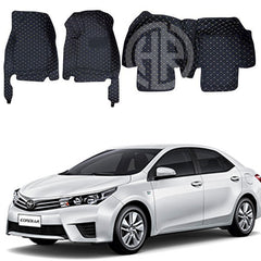 7D Floor Mat Black 3 Pcs for Toyota Corolla 2014-2021