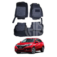 9D Floor Mats Black 3 Pcs for Honda Vezel 2013-2018