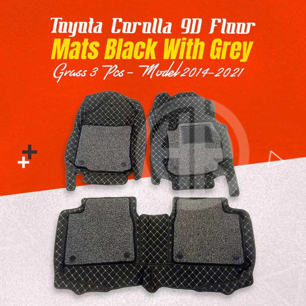 9D Floor Mats Black 3 Pcs for Toyota Corolla 2015-2024