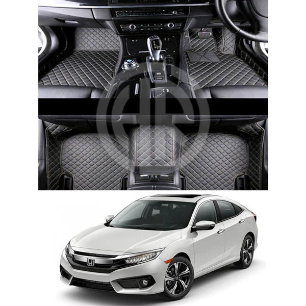 7D Floor Mats Beige for Honda Civic X 2016-2021