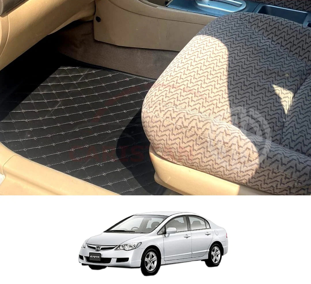 7D Floor Mats Black for Honda Civic Reborn 2006-2011