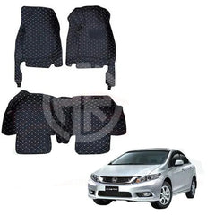 7D Floor Mats Black for Honda Civic Rebirth 2012-2015