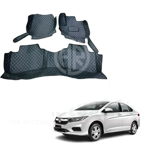 7D Floor Mat Black 3 Pcs for Honda City 2022