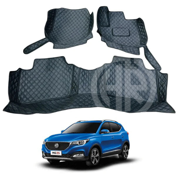 7D Floor Mat Black Multi Color Thread 3 Pcs for MG HS 2020-2021