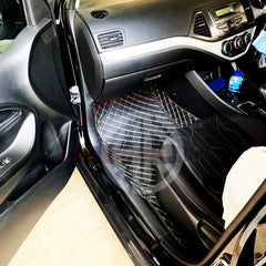 7D Floor Mat Black Multi Color Thread 3 Pcs for KIA Picanto 2019-2021