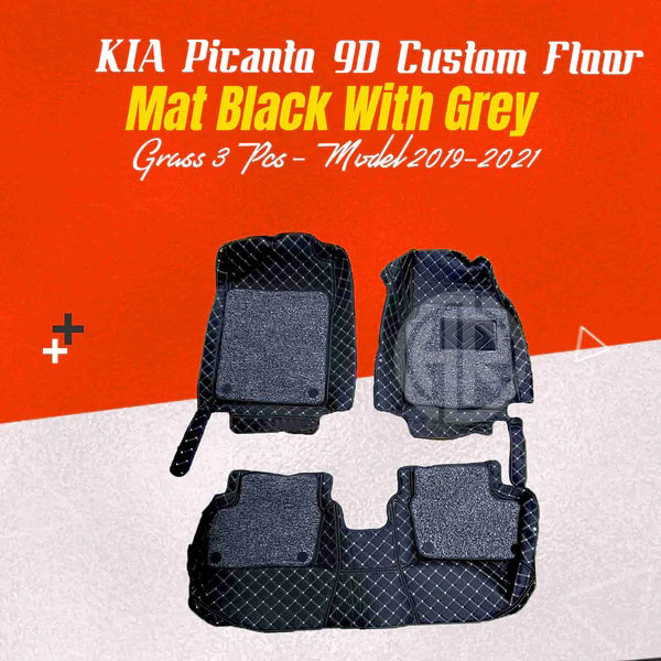 9D Custom Floor Mat Black 3 Pcs for KIA Picanto 2019-2024
