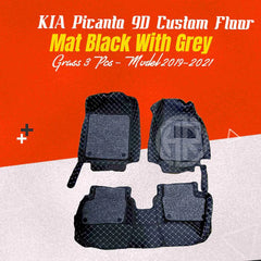 9D Custom Floor Mat Black 3 Pcs for KIA Picanto 2019-2024