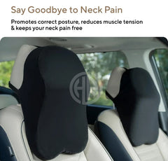 Ergonomic Car Neck & Back Support Pillows Long Drive Comfort Cushion Set (2 Pcs Grey)