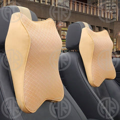 Car Neck & Back Rest Long Cushion Memory Foam Support Pillow in Beige