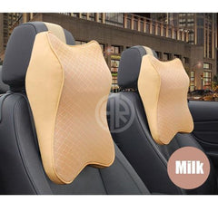 Car Neck & Back Rest Long Cushion Memory Foam Support Pillow in Beige