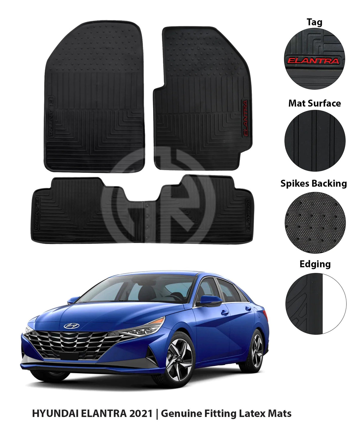 Hyundai Elantra Latex Floor Mats Spill Resistant, Long Lasting & Sleek Look