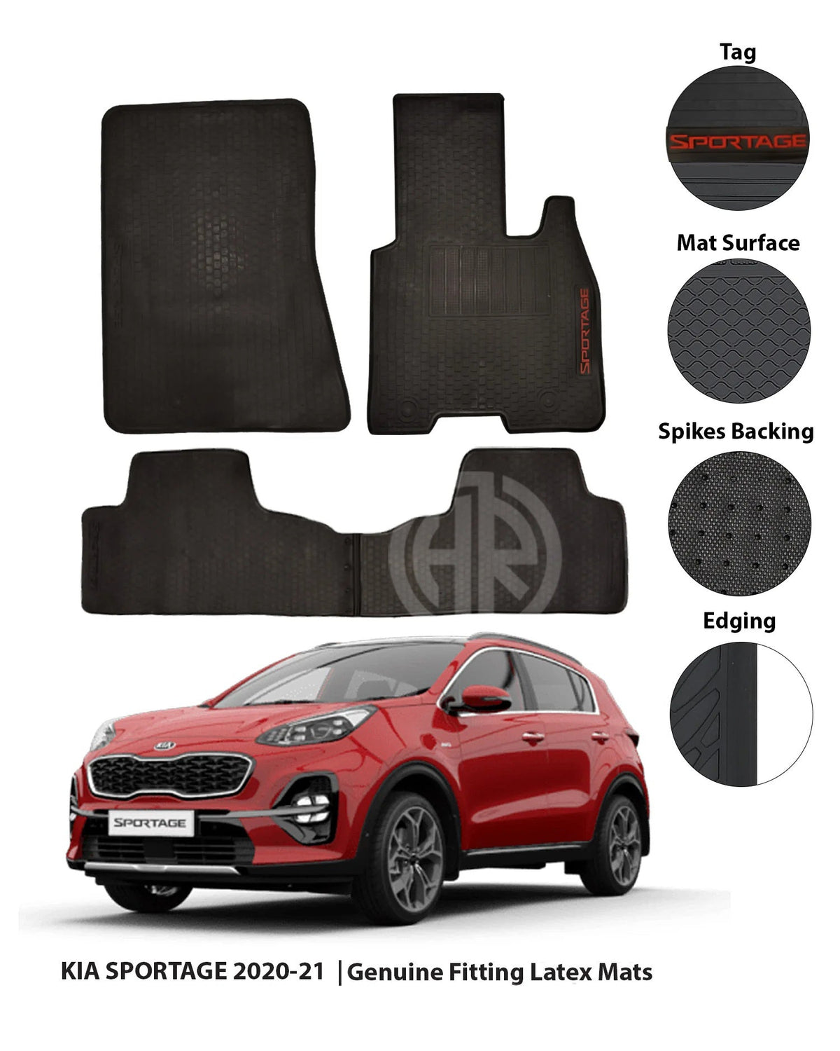 Latex PVC Floor Mat Black for KIA Sportage 2019-2021