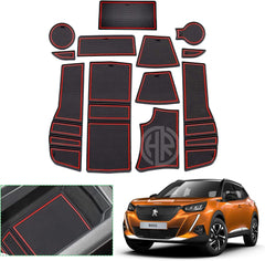 Peugeot 2008 Interior Non-Slip PVC Mats – Red & Black