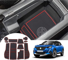 Peugeot 2008 Interior Non-Slip PVC Mats – Red & Black