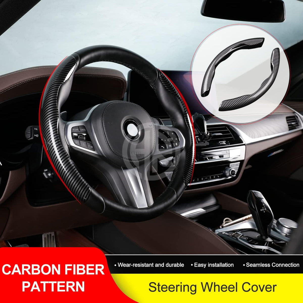 Carbon Fiber Universal Car Steering Grip Cover