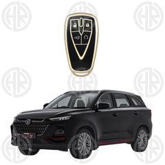 Changan Oshan X7 TPU Key Cover Stylish Grey & Gold Finish