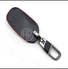 Premium Black Leather Key Cover with Keychain Ring For MG HS